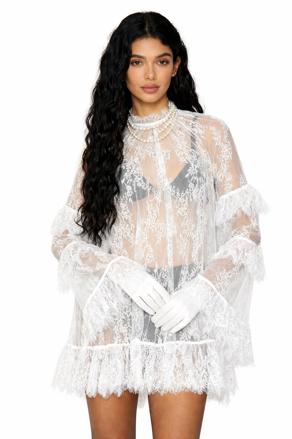 Women’s Sheer Lace Mini Dress