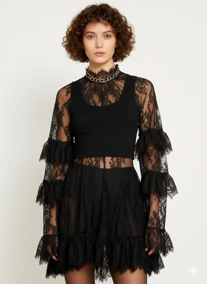 Women’s Sheer Lace Mini Dress