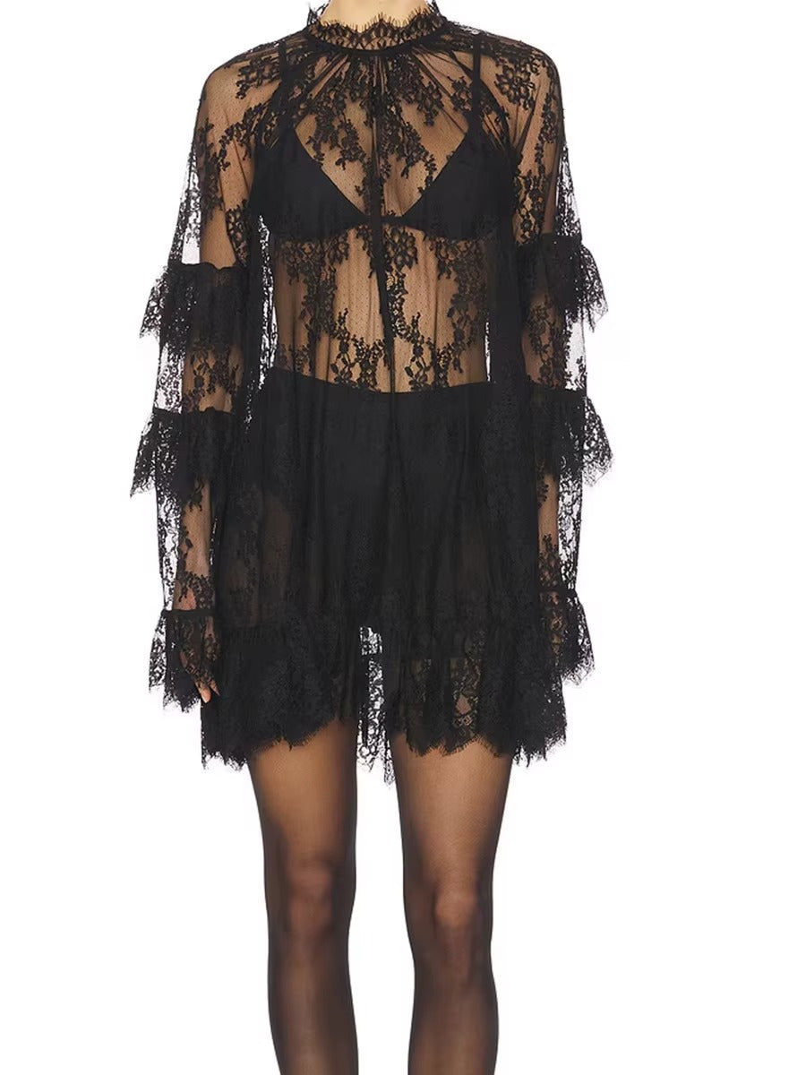 Women’s Sheer Lace Mini Dress